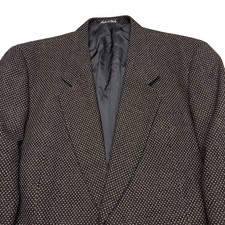 VTG Mani by Giorgio Armani Blazer Mens 44L Beige Navy Wool Blend 80s MINT 