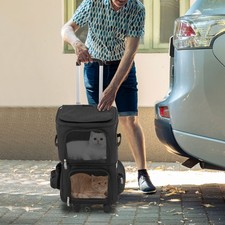Double-Compartment Pet Rolling Carrier Pet Carrier with Wheels Pet Trolley Bag