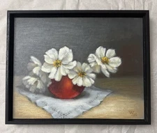 Anemones Original Oil Painting Still Life Impressionism Realism 11 x 14" Framed