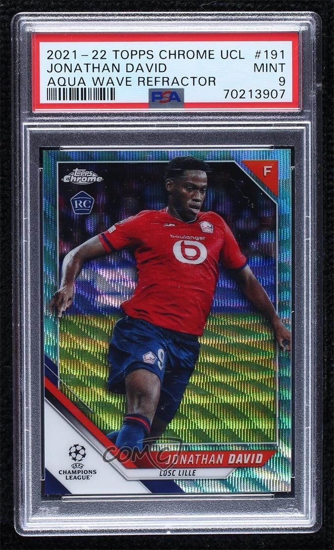 2021 Topps Chrome UCL Aqua Wave Refractor 64/199 Jonathan David PSA 9 MINT 0xr3