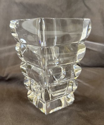 Rogaska Hand made Adria Tapered Modern Art Deco Design Crystal Vase - 4.5''