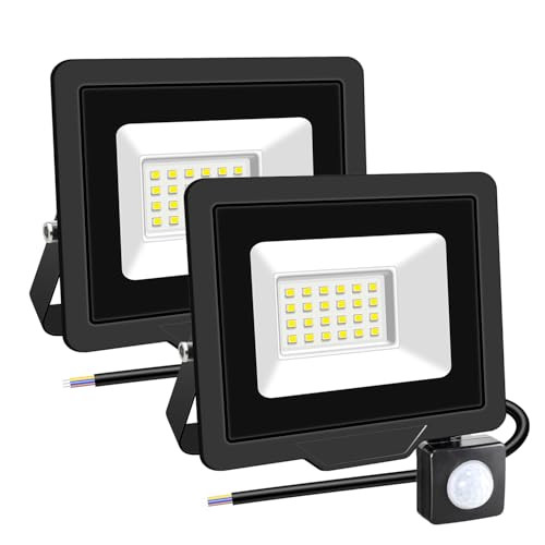 RIGIDON 2x Faretto LED Esterno 20W 6000K Luce Bianca con Sensore