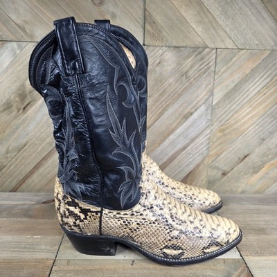 Vintage Dan Post Exotic Snakeskin Yellow Python Western Cowboy Boots Size 12 D