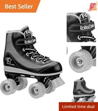 Youth Roller Skates Girls Boys Beginners Kids Size 4 Black Grey Comfort