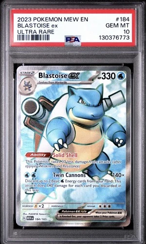 PSA 10 Blastoise ex Full Art 184/165 MEW Pokemon Scarlet & Violet 151