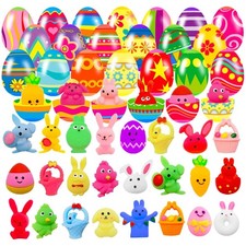 24 Pack Prefilled Easter Eggs with Squishy Toys Inside Small, Multicolored