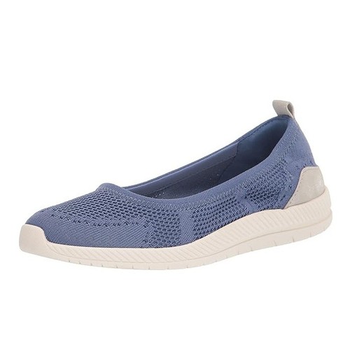 Scarpa piatta Easy Spirit donna 11 W blu medio glitter rete nuova con scatola Yn1