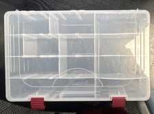 Plano Clear Plastic Hard Case Utility Box, Adjustable Compartments, Red Latches