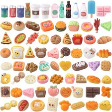 100pcs Miniature Foods Drink Bottles Toys, Mixed Mini Resin Food Drinks Figures