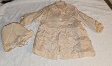 INFANT SATIN CHRISTENING GOWN HAT WITH EMBROIDERY  1950s 