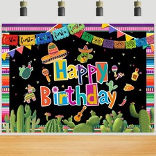 6x3.6ft Mexican Party Backdrop - Happy Birthday, Fiesta, Cinco De Mayo, Carni...