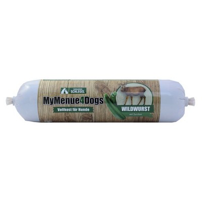 MyMenue4Dogs Hundefutter Wildwurst 400g Fleischsnack Reh Wurst Nassfutter 