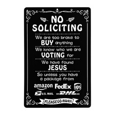 Funny No Soliciting Metal Sign 8x12 Inch Front Door Porch Yard Decor House Wall
