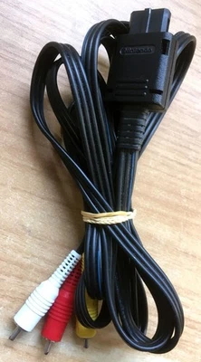 CÂBLE PÉRITEL RCA AV OFFICIEL SUPER NINTENDO SNES NES GAMECUBE 64 N64 BOUT NOIR - Photo 1/3