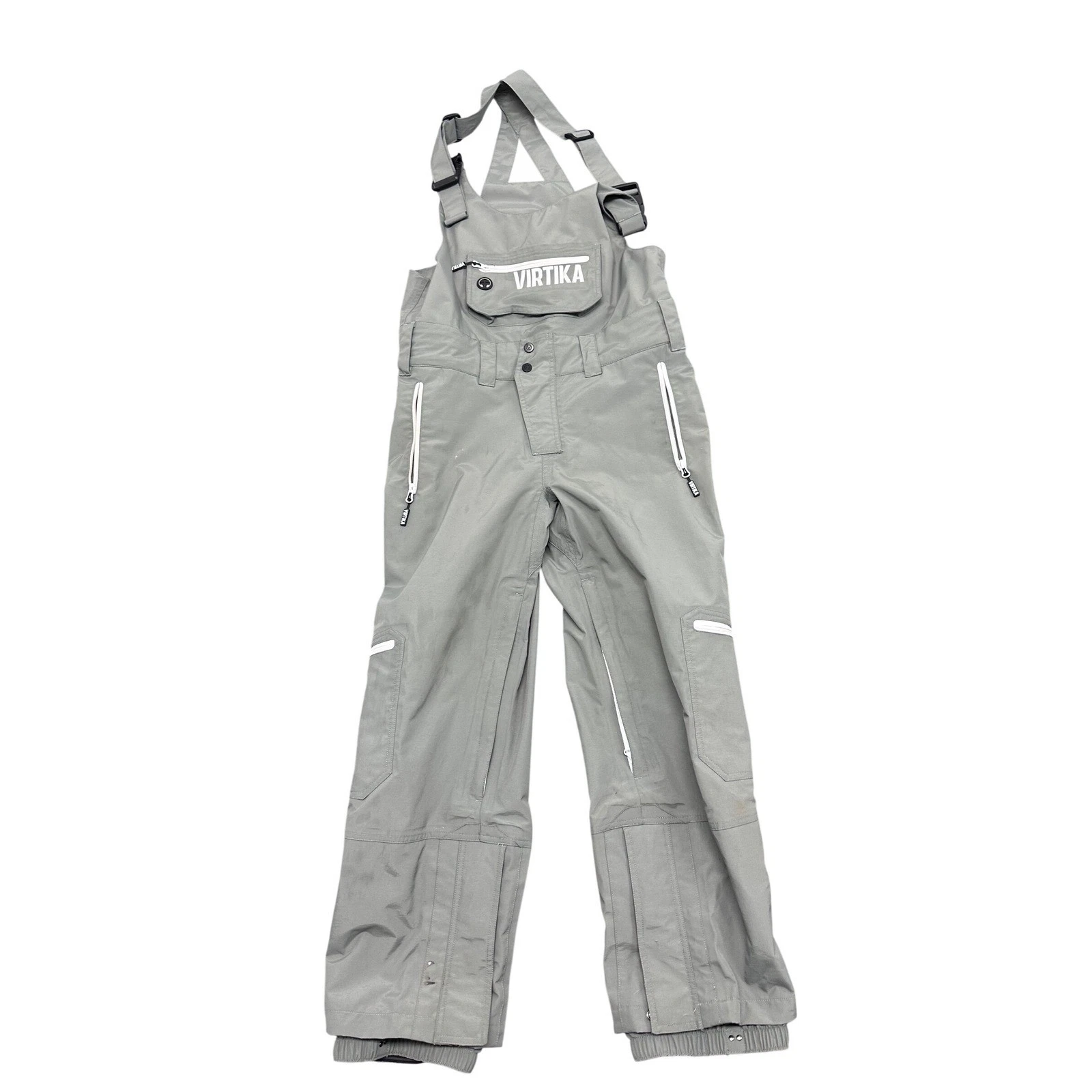 VIRTKA Women's Gray Ski Snowboard Bib Pants Waterproof Shell Size M
