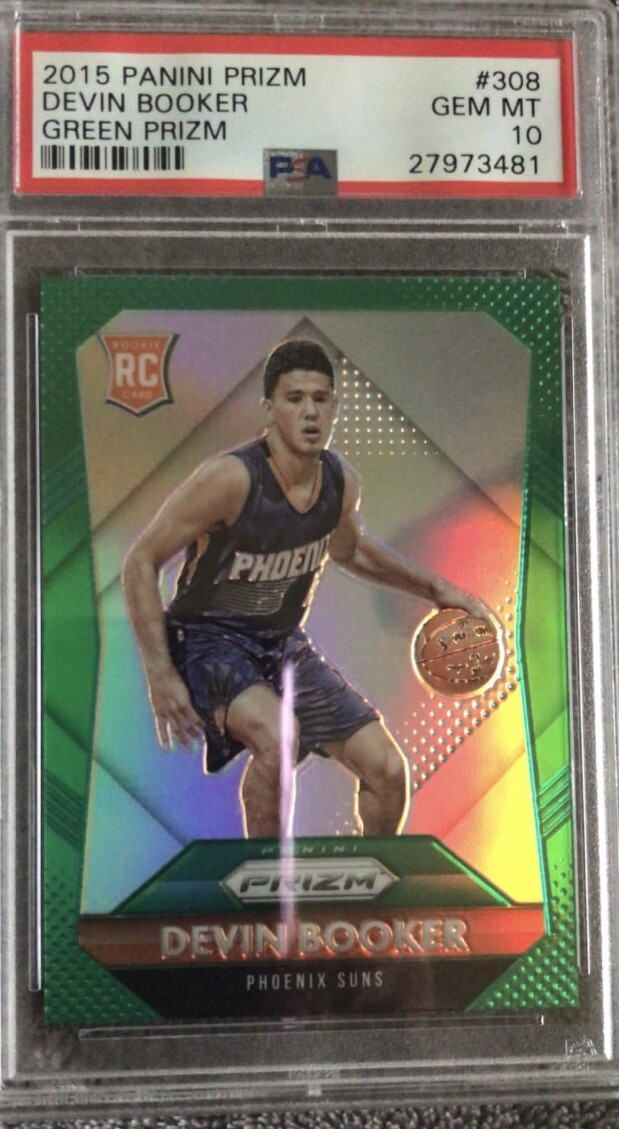 RARE POP 28 Devin Booker 2015 Panini Prizm GREEN PSA 10 Rookie