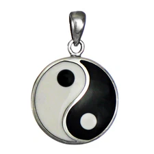 Sterling Silver Yin Yang Balance Symbol Pendant - Yoga Taoist Buddhist Jewelry