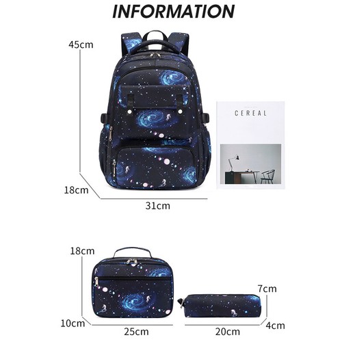 3Pcs/Set Boys Girls Kids School Backpack Rucksack Lunch Bag Pencil Bag Schoolbag - Picture 8 of 30