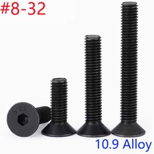 #8-32 Flat Head Socket Caps Screws 10.9 Countersunk Alloy Steel Black Oxide Bolt