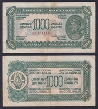 Banknote Yugoslavia 1000 Dinara 1944 P.-55b BB/VF