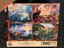 Thomas Kinkade 4 Disney Puzzles 500 Piece Peter Pan Pinocchio Lion King JungleBk