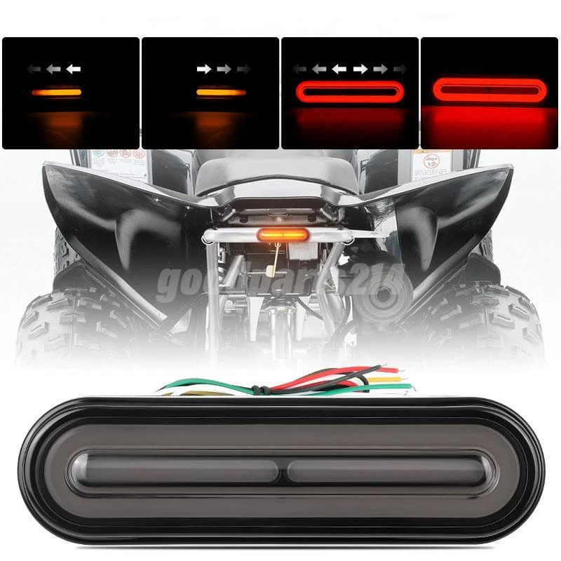 Motorcycle LED Tail Light Indicator Flowing Turn Signal Rear Stop Brake Lamp 12V - Image 3 of 4