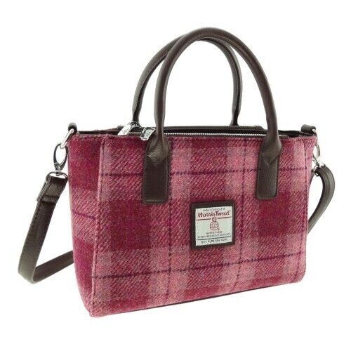 Women's Authentic Harris Tweed Tote Hand Bag in Pink Check LB1228-COL 99 - Picture 1 of 1