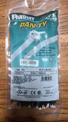 Panduit Pan-Ty Cable Ties (PLT1.5I-CO) Black 5.6 inch, Weather Resistant 100 Pie