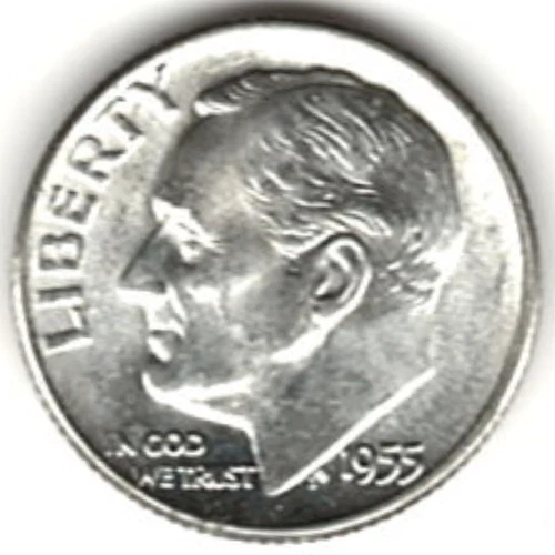 1955 ROOSEVELT DIME in BRILLIANT UNCIRCULATED CONDITION stk R-56