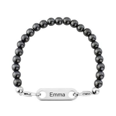 Personalisiertes Armband für Frauen Hämatit Perlen individuelles Geschenk für Ihn Sie UK Munition