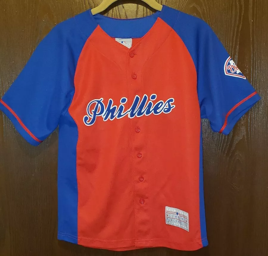 Red & Blue Chase Utley Philadelphia Phillies Baseball Jersey Youth Medium  10-12