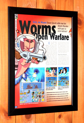 2006 Worms Open Warfare Nintendo DS PSP Rare Promo mini Poster / Ad Page Framed.