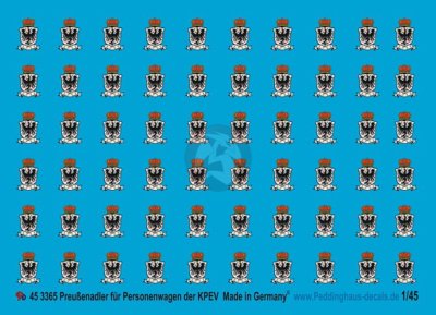 Peddinghaus 1/45 (Spur 0) Prussian KPEV Eagle Markings for Railway Cars 3365