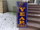 Vintage Good Year Porcelain Large Cut Vertical Sign