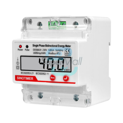 4P Single-Phase Multifunction LCD Electric Energy Meter RS485 Modbus 230V 80A