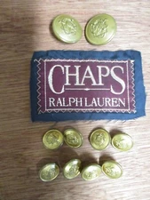Chaps Ralph Lauren Waterbury gold brass horse head blazer button set 10
