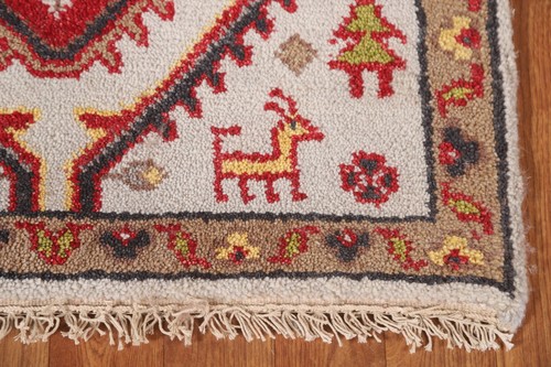 Ivory Geometric Kazak 12 ft. Runner Rug Wool Hand-knotted 12' 2" x 2' 6" - Picture 6 of 12