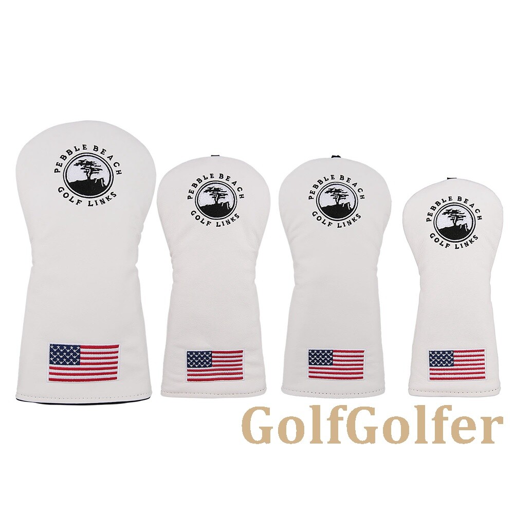 White Leather USA Pebble Beach Golf Club Driver Fairway Wood White Leather USA Pebble Beach Golf Club Driver Fairway Wood