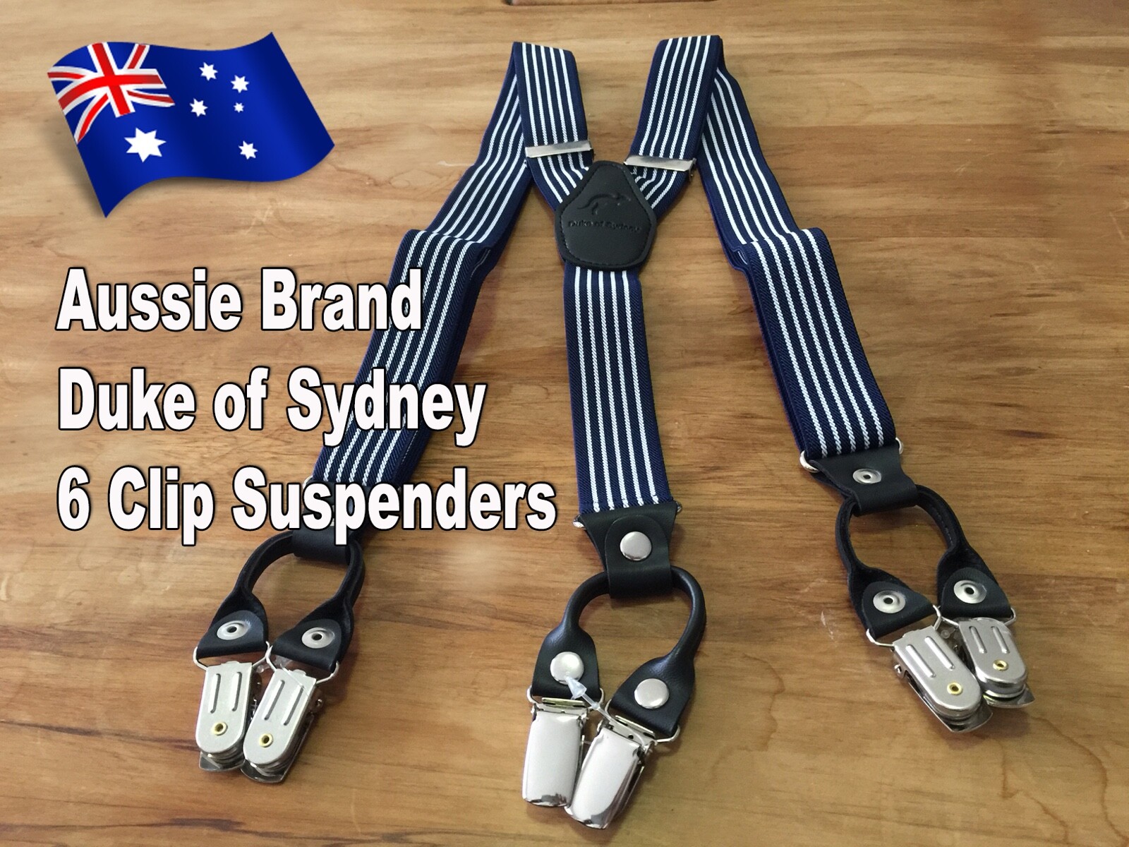 Men's 6Clip Adjustable Suspenders (Australian Brand Duke of Sydney
