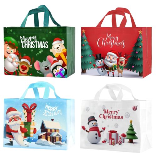 80 PCS Christmas Gift Bags,Christmas Tote Bags with Handles, Christmas Treat ...