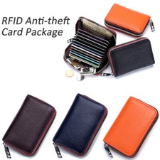 RFID Credit Card Holder Wallet For Women Men Small Zipper Card Case Leather US