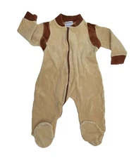 Vintage Velour Baby Jumpsuit Mothercare Zip Front 