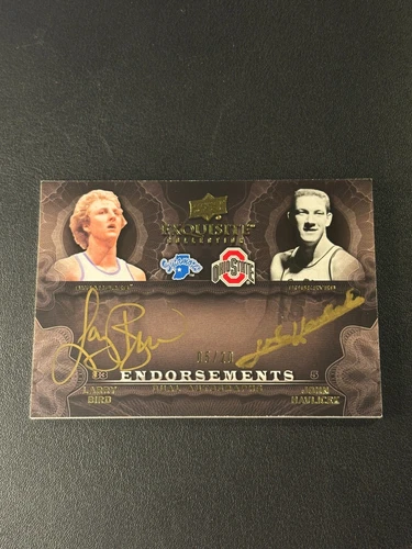 2011-12 UD Exquisite Endoresement Dual Autographs Larry Bird John Havlicek /20