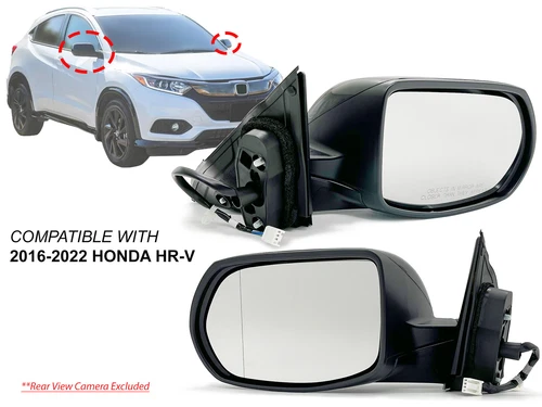 Side Mirror Non-Heated Smooth Black Cap for 2016-2022 Honda HR-V Pair Right Left