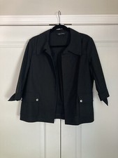 Ming Wang Black Heritage Back Pleat Cotton Blend Flap Pocket Jacket Size Large