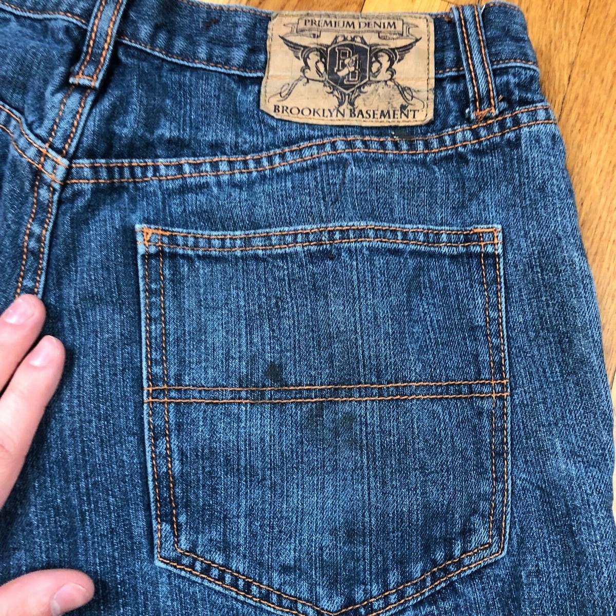 Brooklyn Basement Jeans Mens 34 x 32 Blue Bootcut Dark Wash Cotton