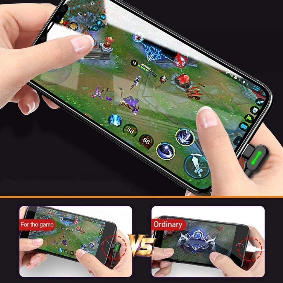 Paquete de 3 cables de carga rápida USB Mcdodo 90 grados LED para iPhone 11 8 7 cable de carga Foto 4 de 4