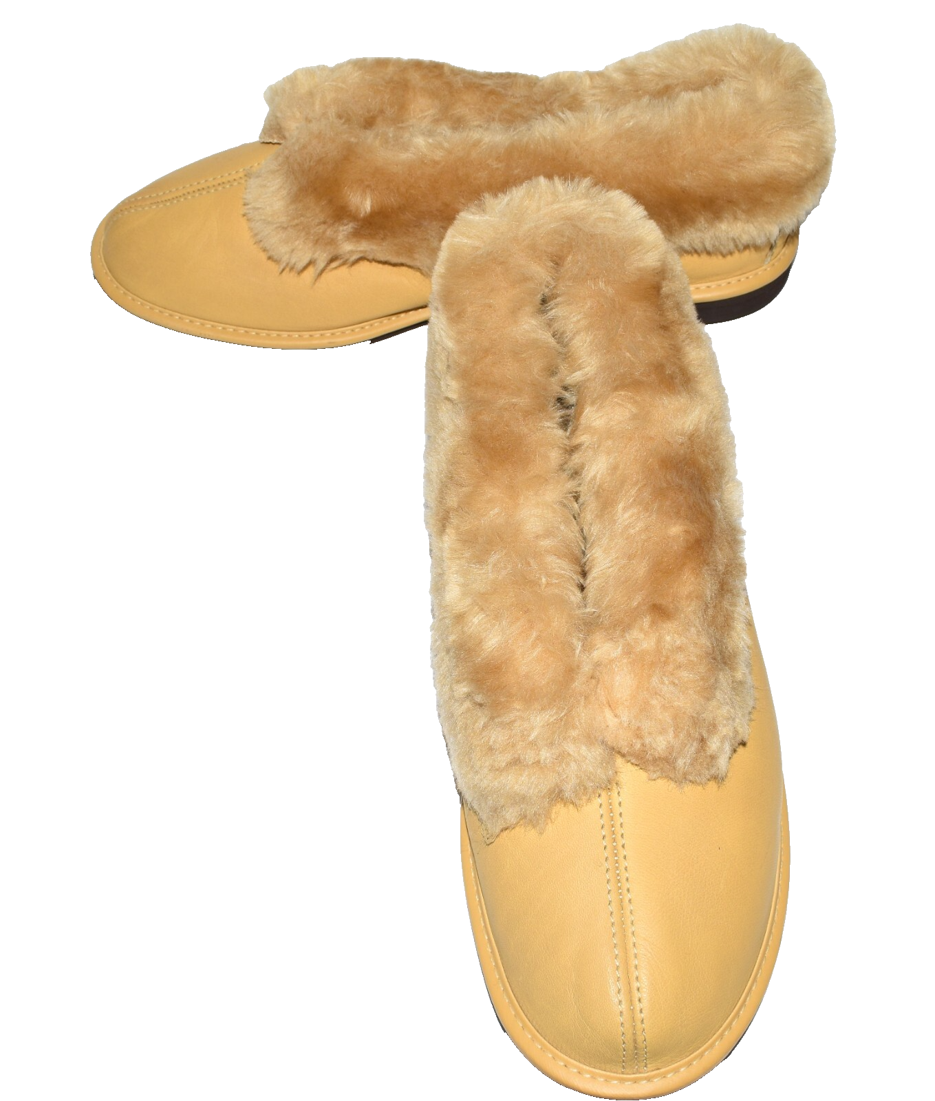 PANTOFOLA D’ORO Pantofole da donna in pelle dorata con fodera in soffice pelliccia sintetica taglia 10 nuove senza scatola