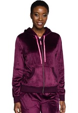 Wine Med Couture AMP Velour Zip Front Scrub Jacket MC317 WINE