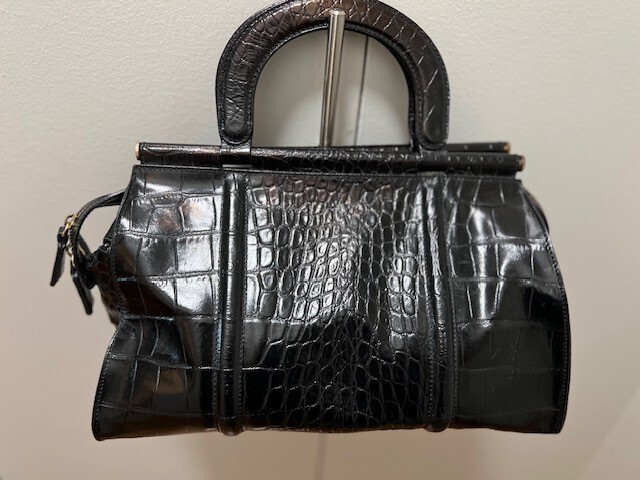 Carlo Pazolini Italian Purse Black Leather Made In Italy Handbag